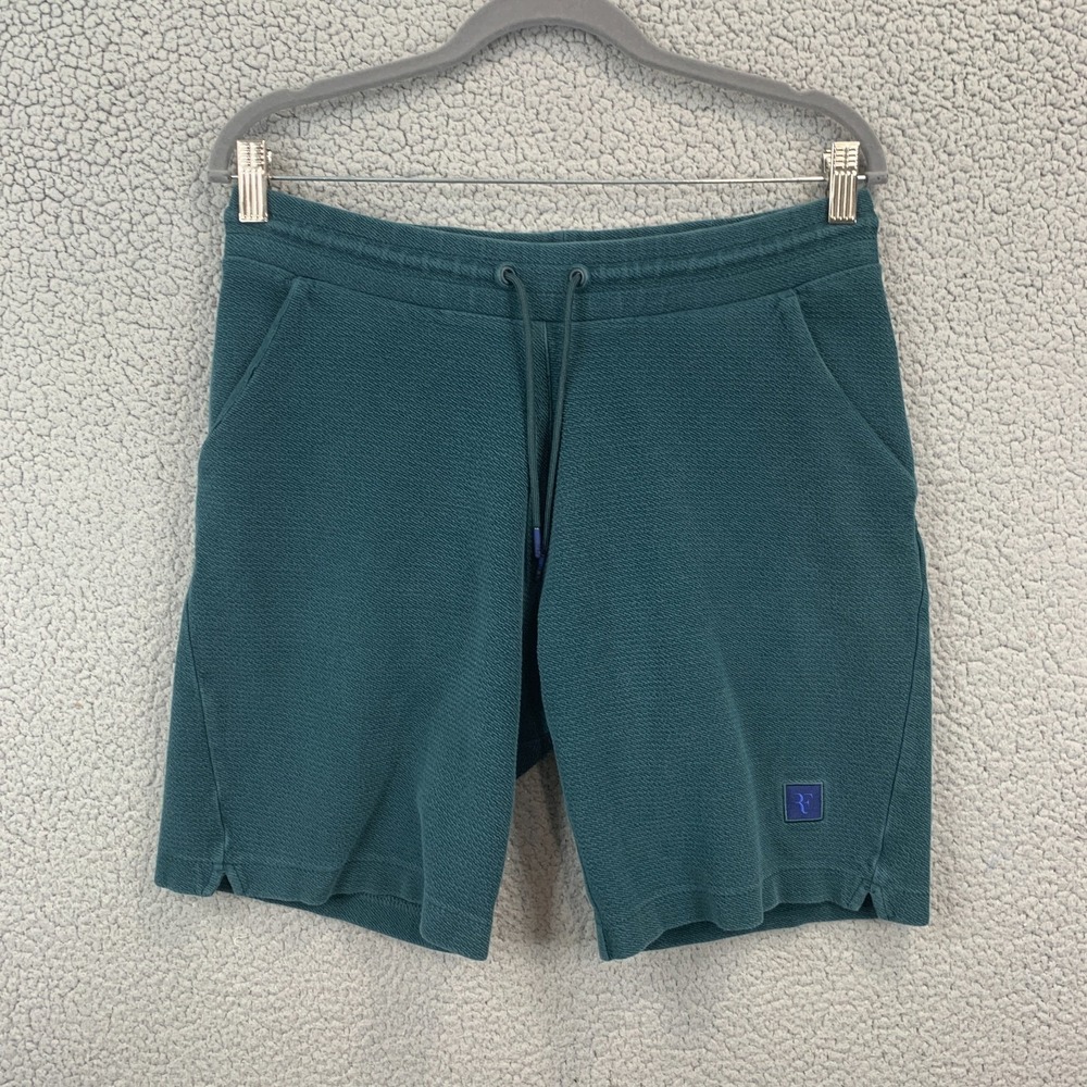 Nike X Roger Federer Tennis Sweat Shorts Drawstring Green Mens Size Small
